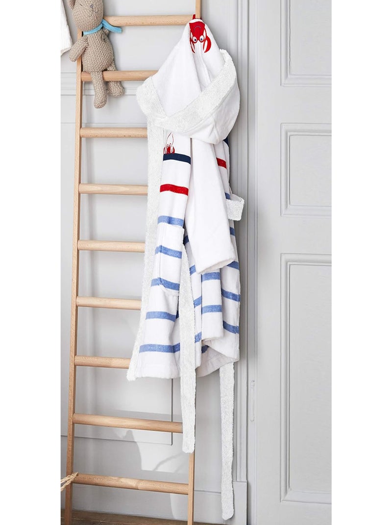 Peignoir de bain garçon Créativ Côtier - 6/8 ans - 100% Coton - 400 GSM Blanc - Kiabi