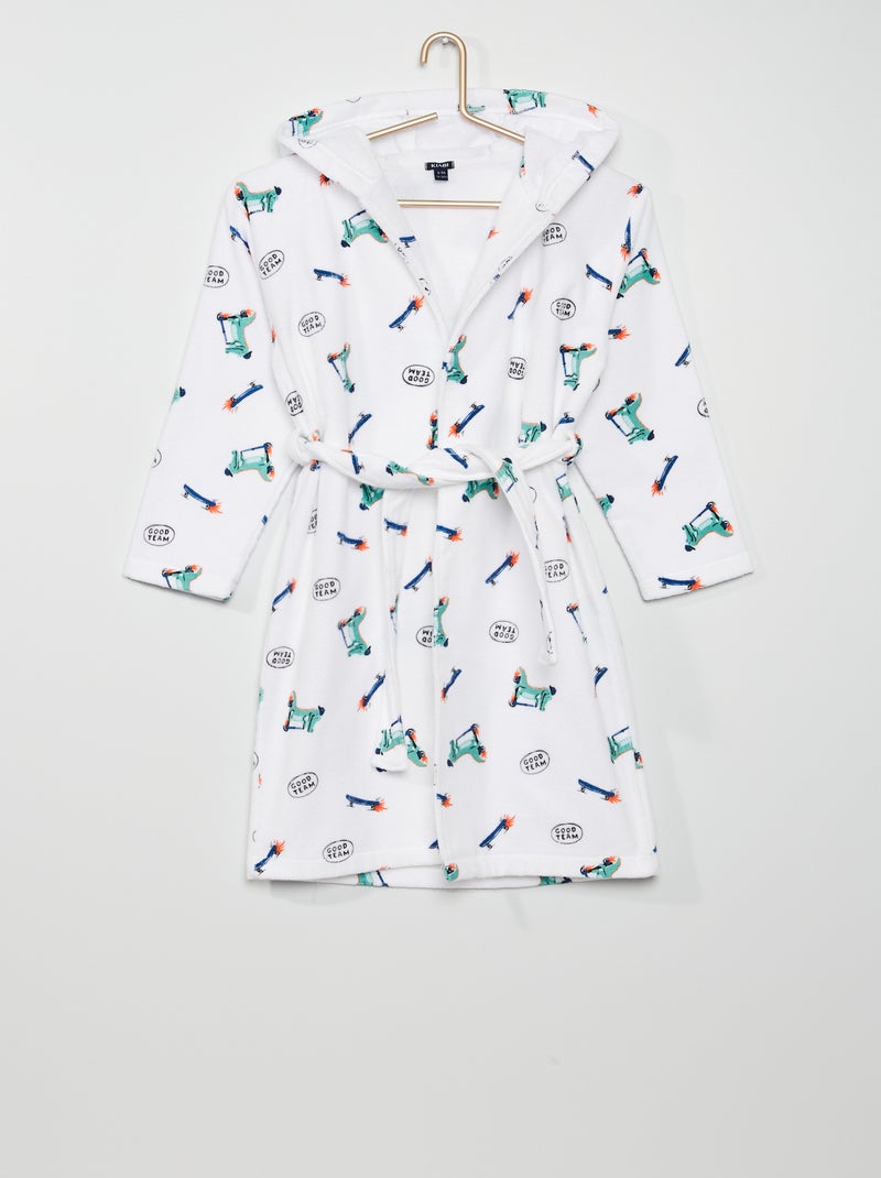Peignoir de bain imprimé 'crocodiles' Blanc 'croco' - Kiabi