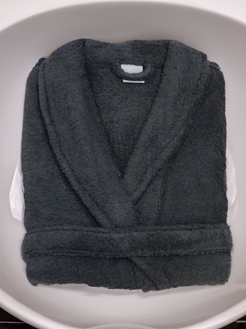 Peignoir de bain uni et coloré Gris foncé - Kiabi