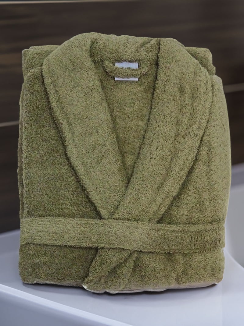 Peignoir de bain uni et coloré Vert olive - Kiabi