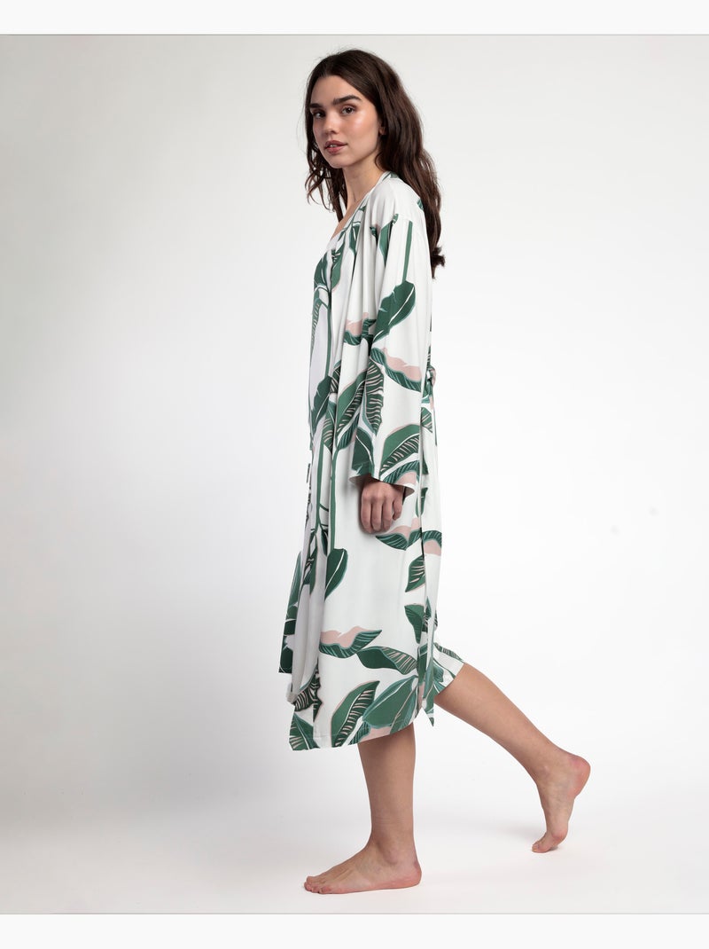 Peignoir de luxe en popeline à manches longues pour femme ADMAS LUXURY Vert forêt - Kiabi
