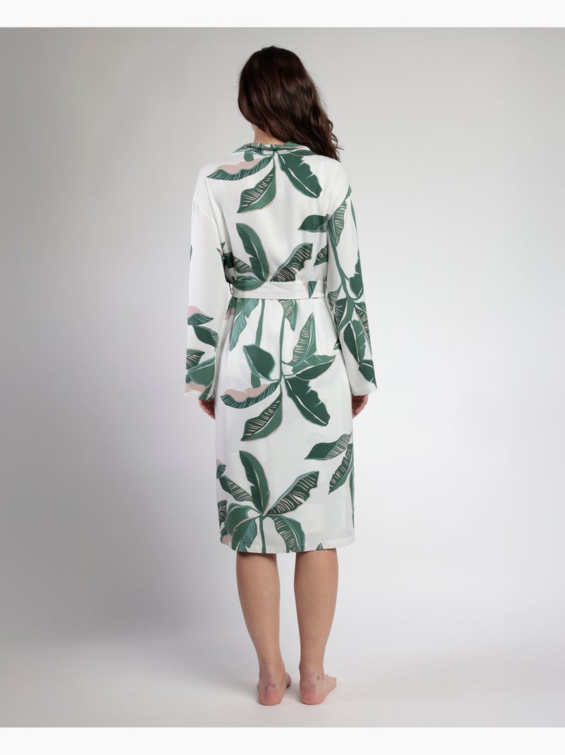 Peignoir de luxe en popeline à manches longues pour femme ADMAS LUXURY Vert forêt - Kiabi
