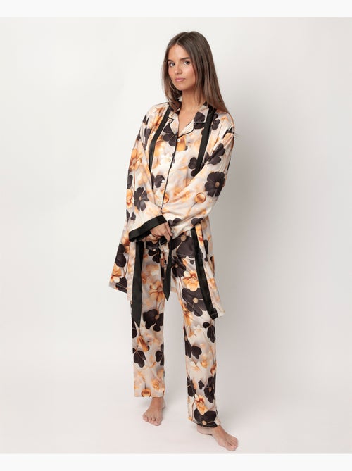 Peignoir de luxe en satin à manches longues pour femme ADMAS LUXURY - Kiabi Peignoir de luxe en satin à manches longues pour femme ADMAS LUXURY - Kiabi