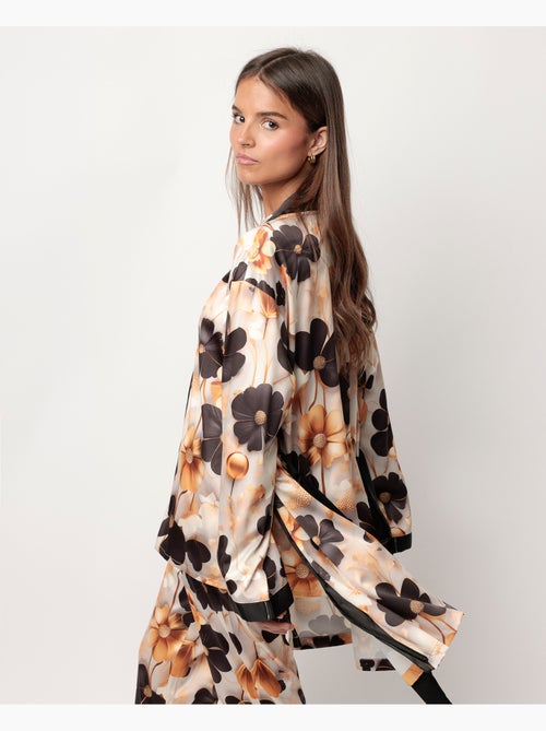 Peignoir de luxe en satin à manches longues pour femme ADMAS LUXURY - Kiabi Peignoir de luxe en satin à manches longues pour femme ADMAS LUXURY - Kiabi