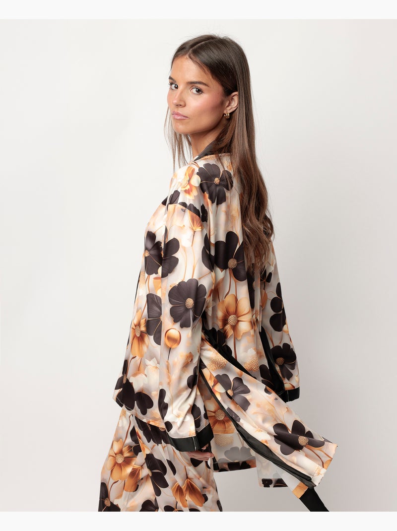 Peignoir de luxe en satin à manches longues pour femme ADMAS LUXURY Or - Kiabi
