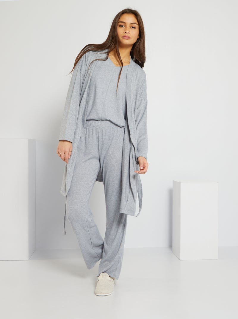 Peignoir de nuit bleu gris - Kiabi