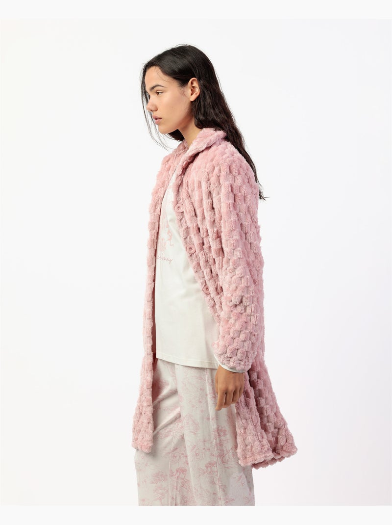Peignoir de nuit doux et chaud à manches longues pour femme ADMAS CLASSIC Rose pâle - Kiabi