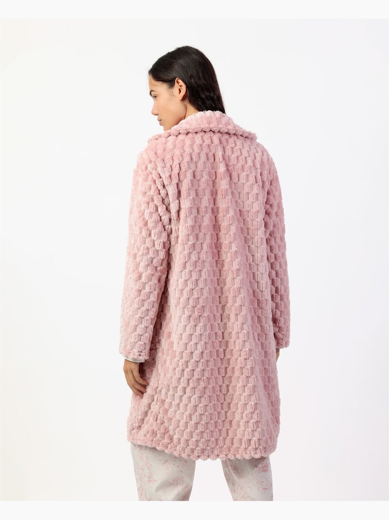 Peignoir de nuit doux et chaud à manches longues pour femme ADMAS CLASSIC Rose pâle - Kiabi
