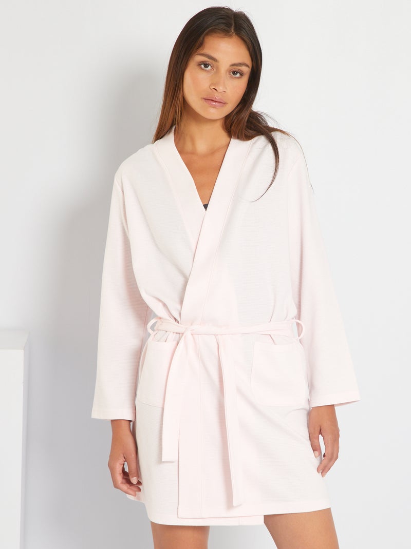 Peignoir de nuit effet gaufré rose - Kiabi