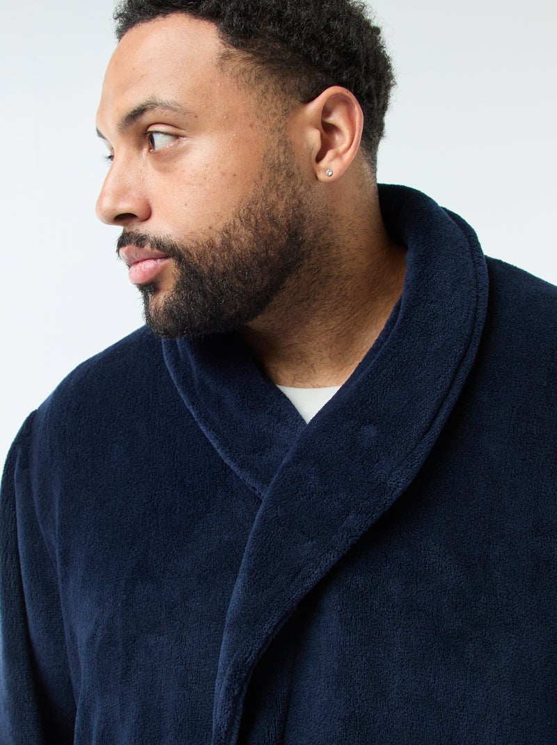 Peignoir de nuit en polaire ultra-doux Bleu marine - Kiabi