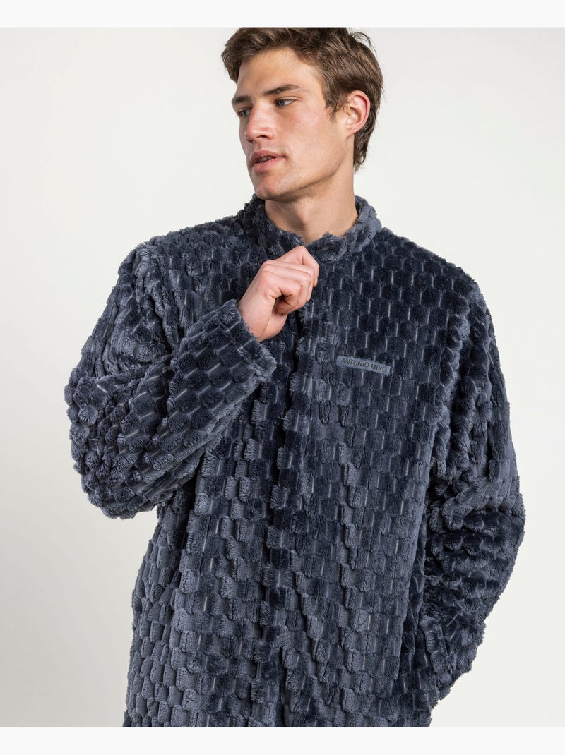 Peignoir de salon chaud à manches longues pour homme ANTONIO MIRO Gris foncé - Kiabi