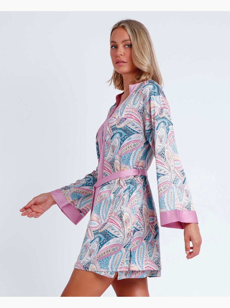 Peignoir d'été en cachemire à manches longues pour femme ADMAS GARDEN Bleu - Kiabi