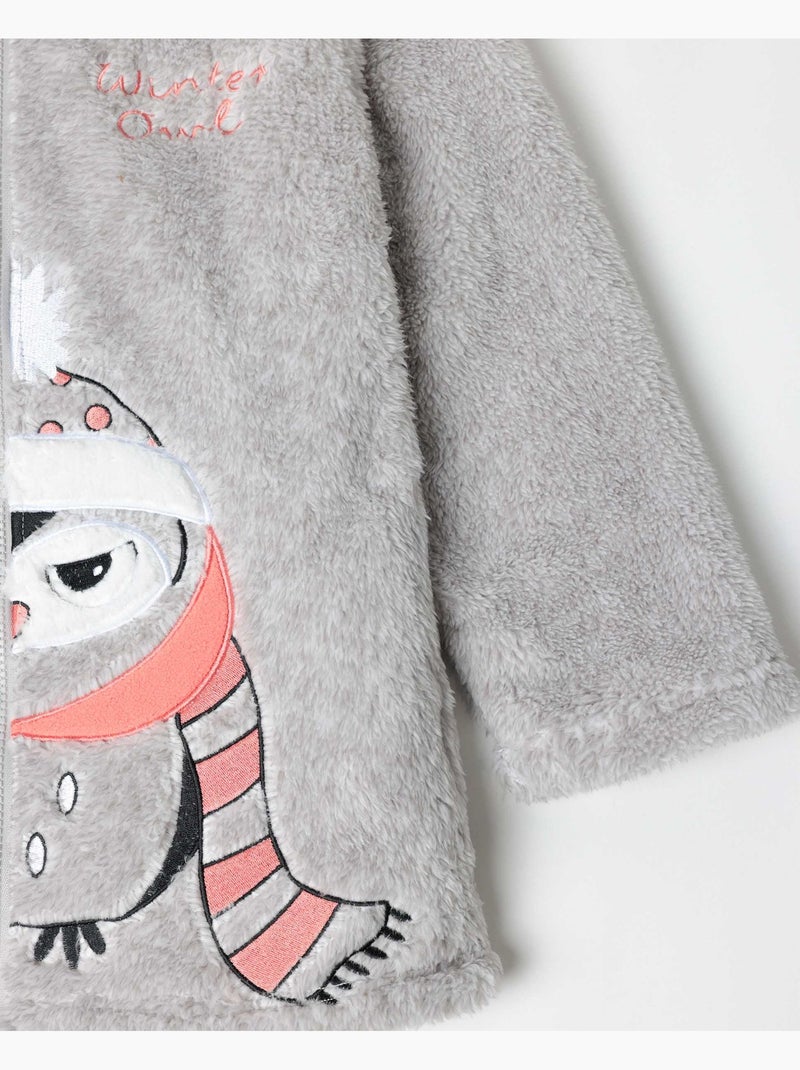 Peignoir d'hiver chaud à manches longues motif hibou ADMAS pour filles Gris chiné - Kiabi