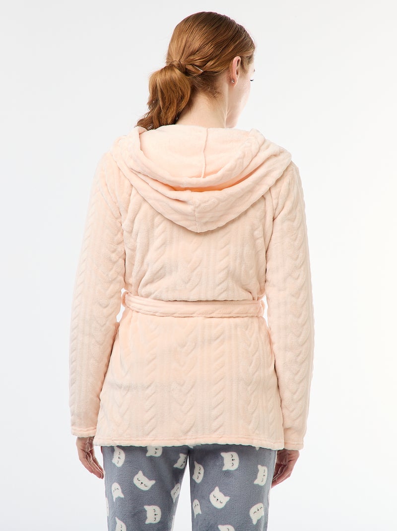 Peignoir doux en polaire Beige - Kiabi