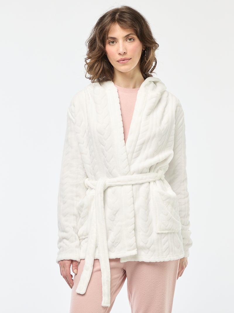 Peignoir doux en polaire Blanc - Kiabi