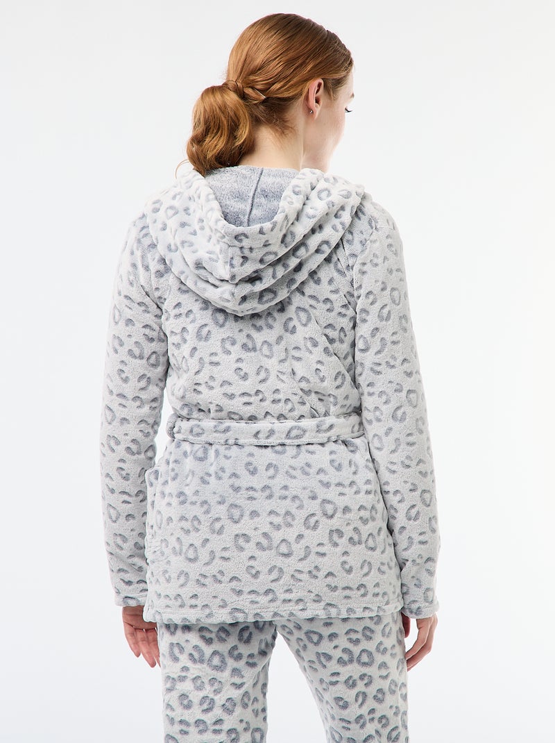 Peignoir doux en polaire Gris - Kiabi