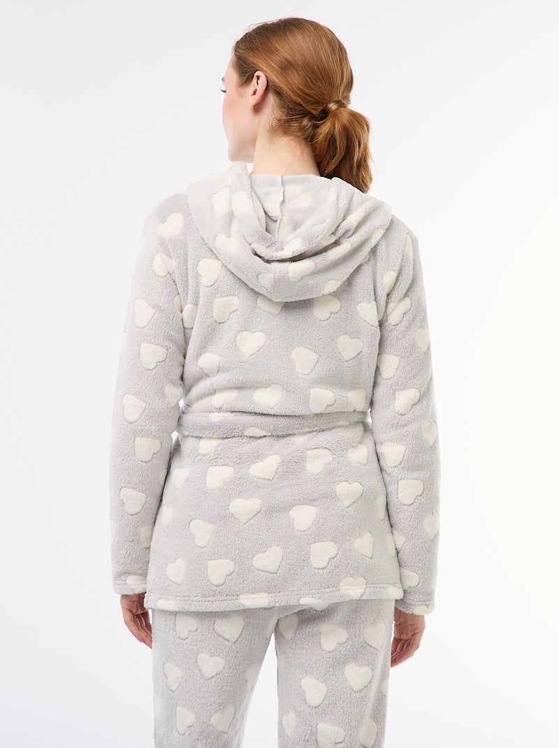 Peignoir doux en polaire Gris - Kiabi
