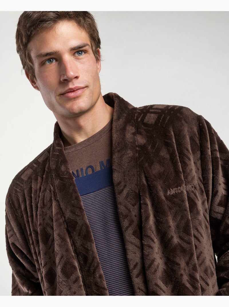 Peignoir élégant chaud à manches longues pour homme ANTONIO MIRO Marron - Kiabi