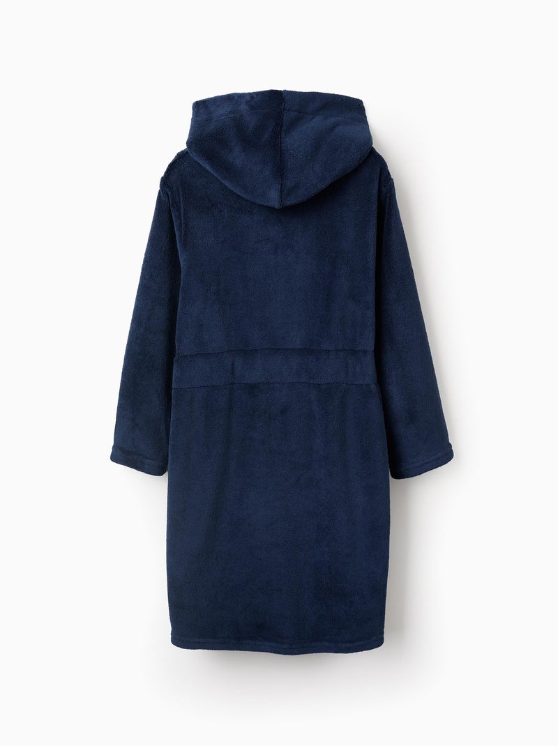 Peignoir en Coraline avec Capuche et Ceinture Bleu foncé - Kiabi