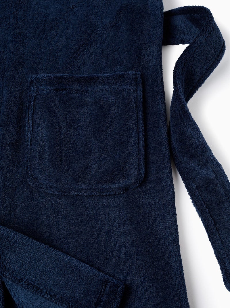 Peignoir en Coraline avec Capuche et Ceinture Bleu foncé - Kiabi