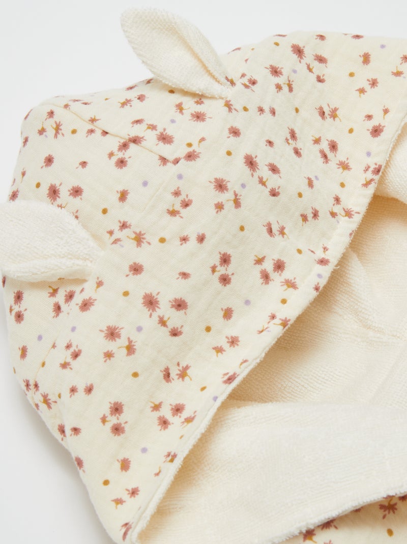 Peignoir en éponge et gaze de coton - Kiabi Home Ecru/Rose - Kiabi