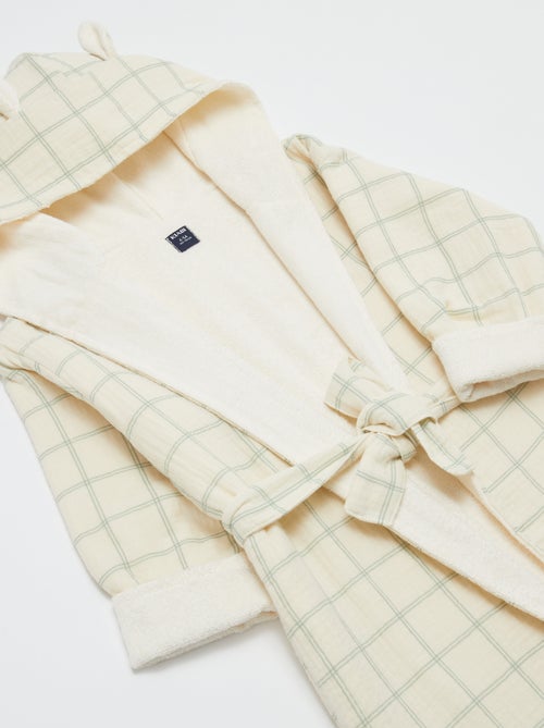 Peignoir en éponge et gaze de coton - Kiabi Home - Kiabi