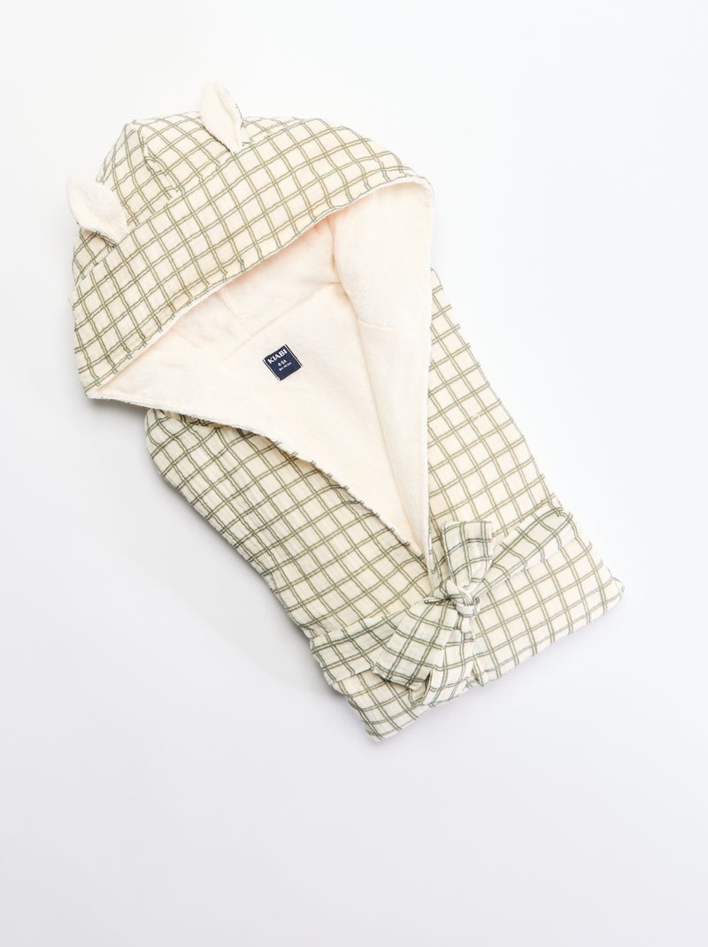 Peignoir en éponge et gaze de coton - Kiabi Home Kaki - Kiabi