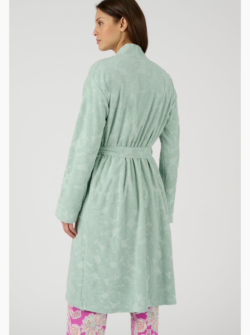 Peignoir en éponge jacquard - Damart Vert d'eau - Kiabi