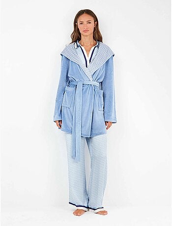 Peignoir en micropolaire bleu ciel