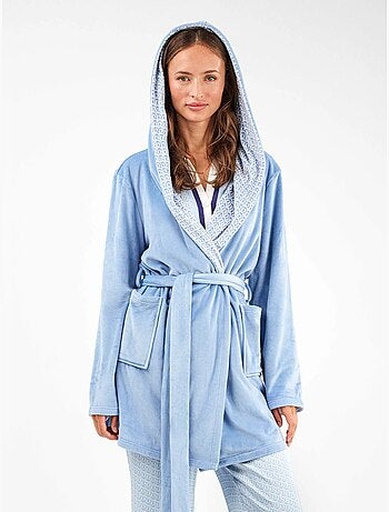 Peignoir en micropolaire bleu ciel