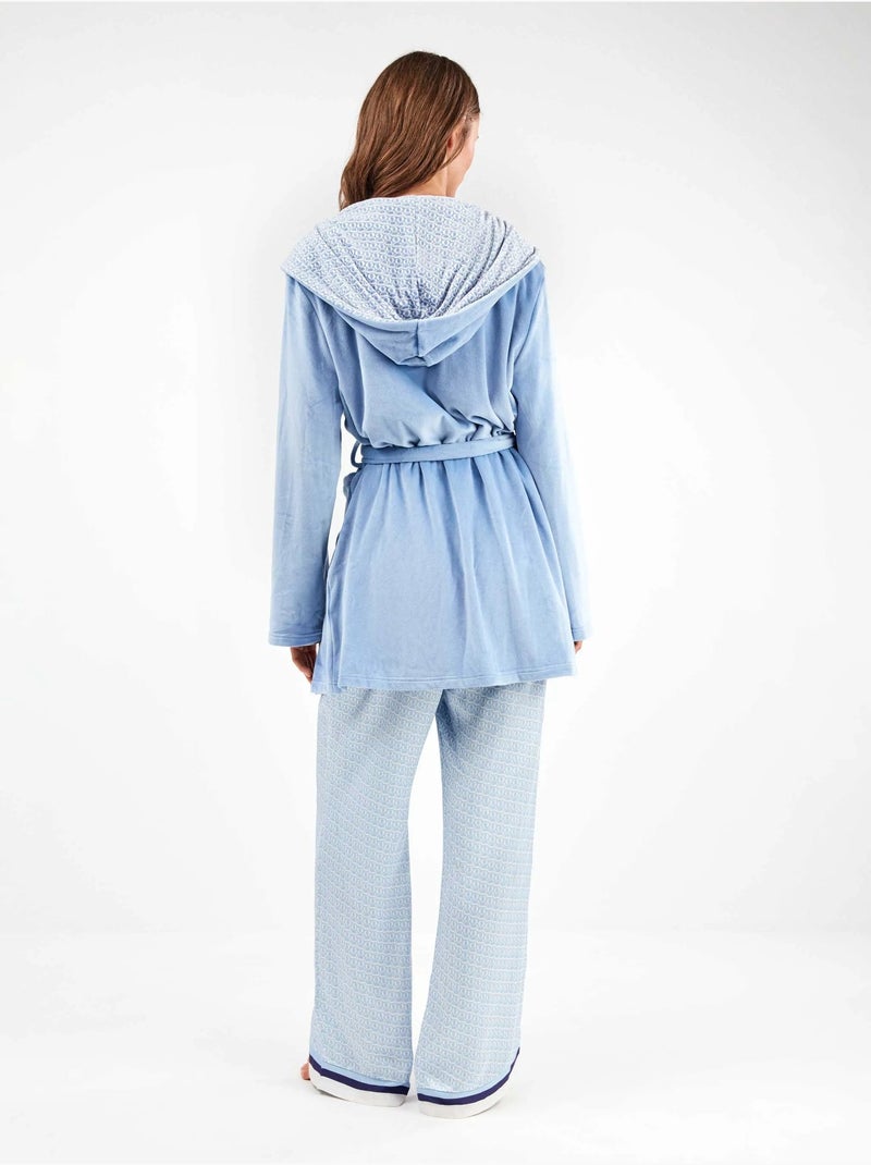 Peignoir en micropolaire bleu ciel Ciel - Kiabi