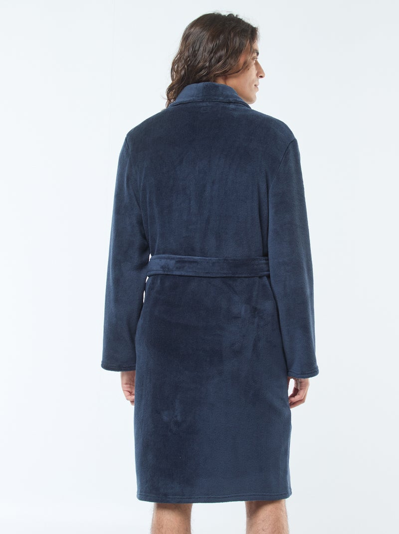 Peignoir en polaire avec ceinture à nouer Bleu - Kiabi