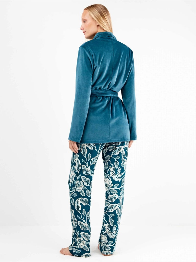 Peignoir en tissu polaire extensible Bleu pétrole - Kiabi