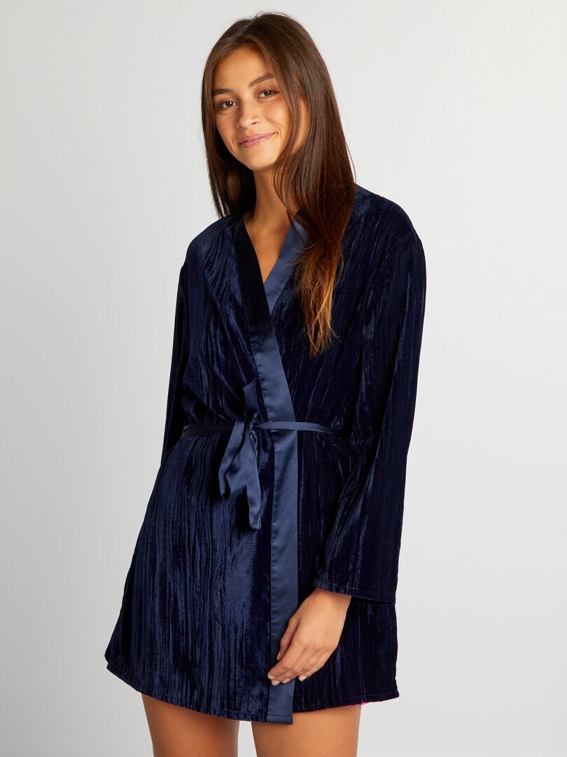 Peignoir en velours - Bleu - Kiabi - 22.00�?�