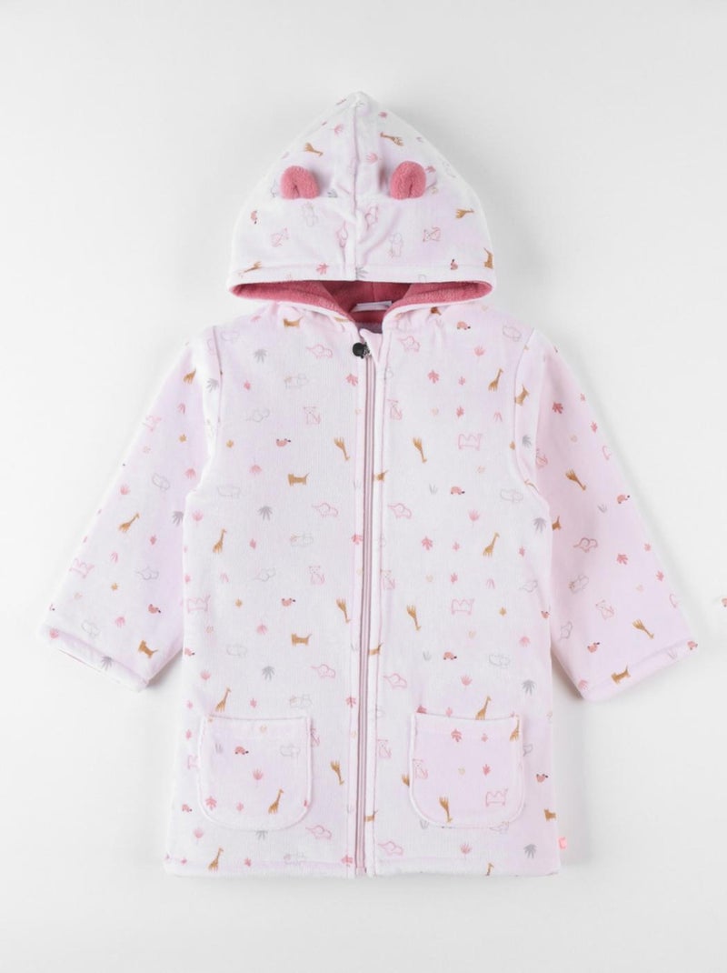 Peignoir en velours imprimé animalier, clair/framboise Noukie's Rose - Kiabi