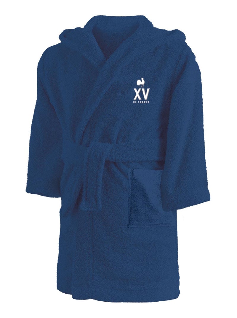 Peignoir enfant 100% coton FRANCE RUGBY TRICOLORE Bleu marine - Kiabi