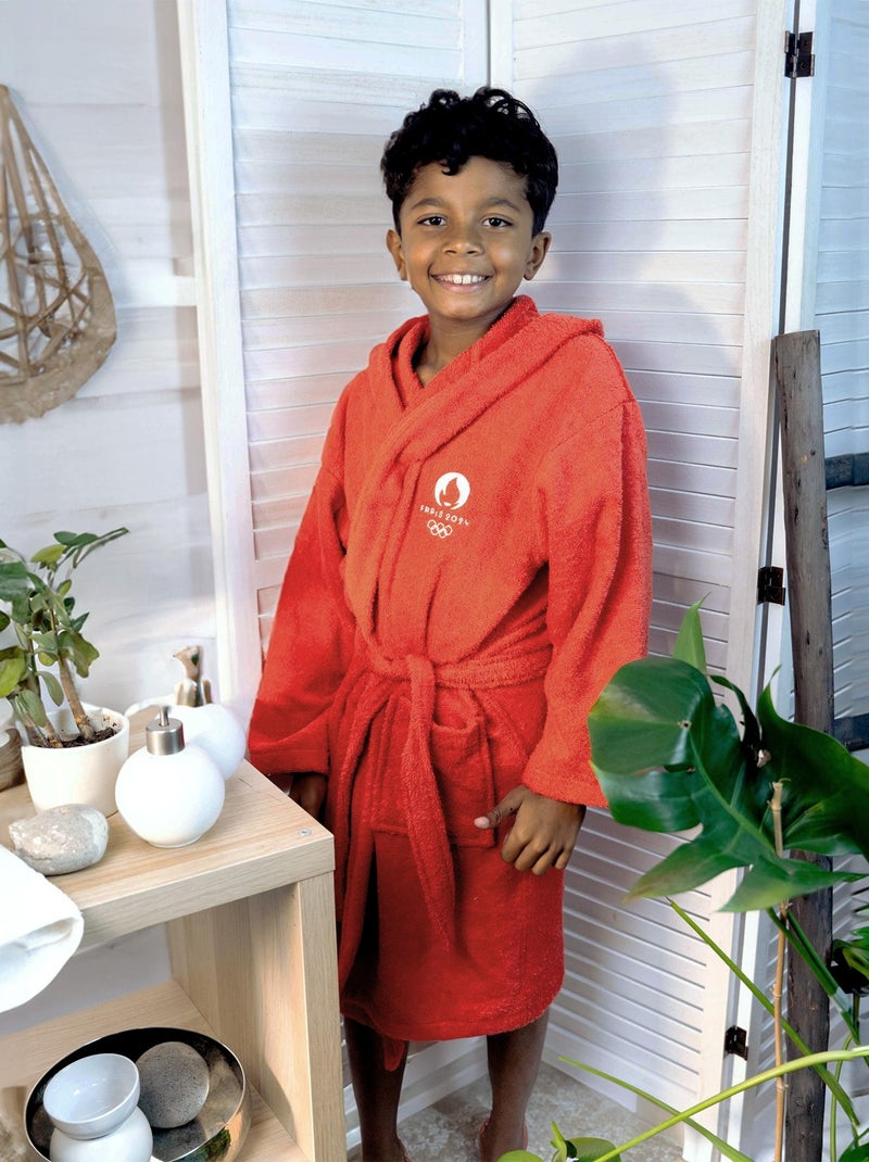 Peignoir enfant 100% coton, PARIS 2024 MASCOTTE OLYMPIQUE ALLEZ Rouge - Kiabi