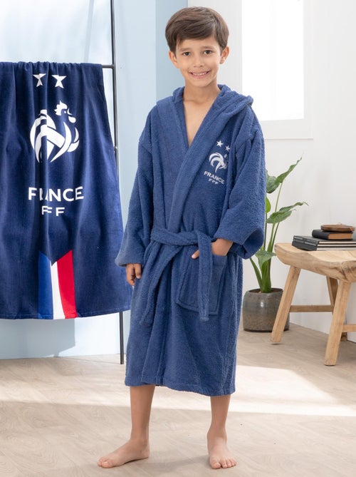 Peignoir enfant à capuche 100% coton, FFF CHAMPIONS - Kiabi