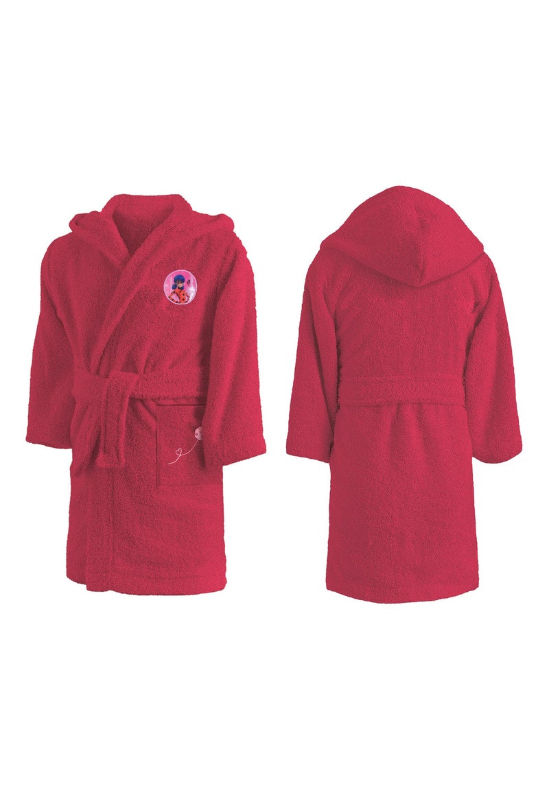 Peignoir enfant à capuche 100% coton, MIRACULOUS LADYBUG SPARKLE Rouge - Kiabi