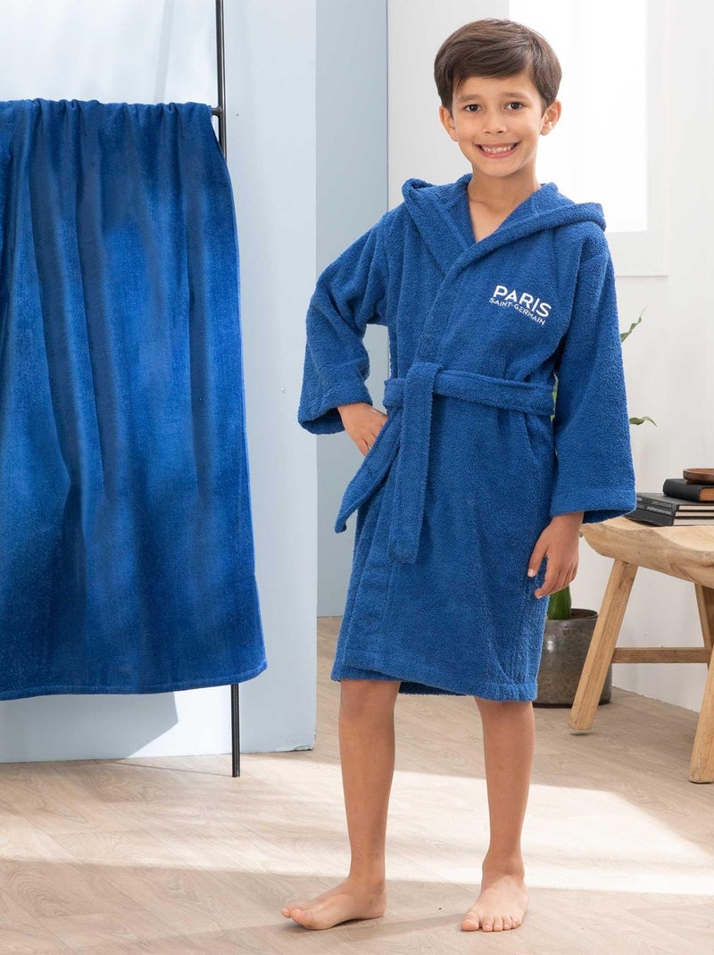 Peignoir enfant à capuche 100% coton, PSG MAGIQUE Bleu - Kiabi