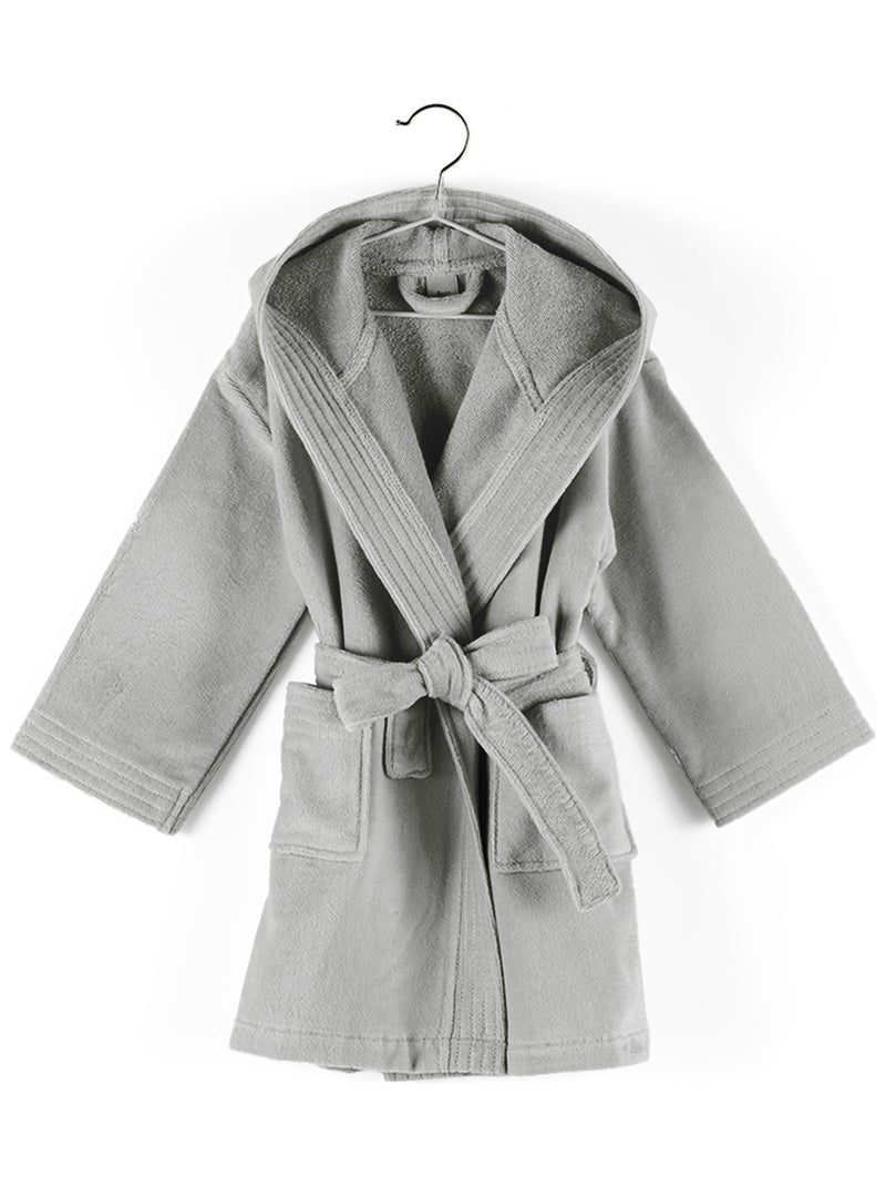 Peignoir enfant à capuche COOL en velours Argent - Kiabi