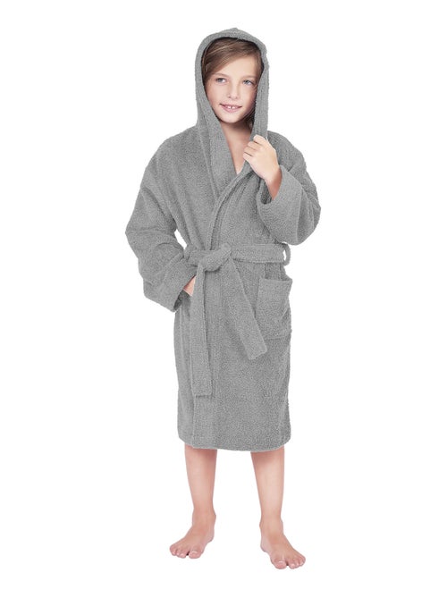 Peignoir enfant à capuche COOL en velours - Kiabi