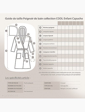Peignoir enfant à capuche COOL en velours
