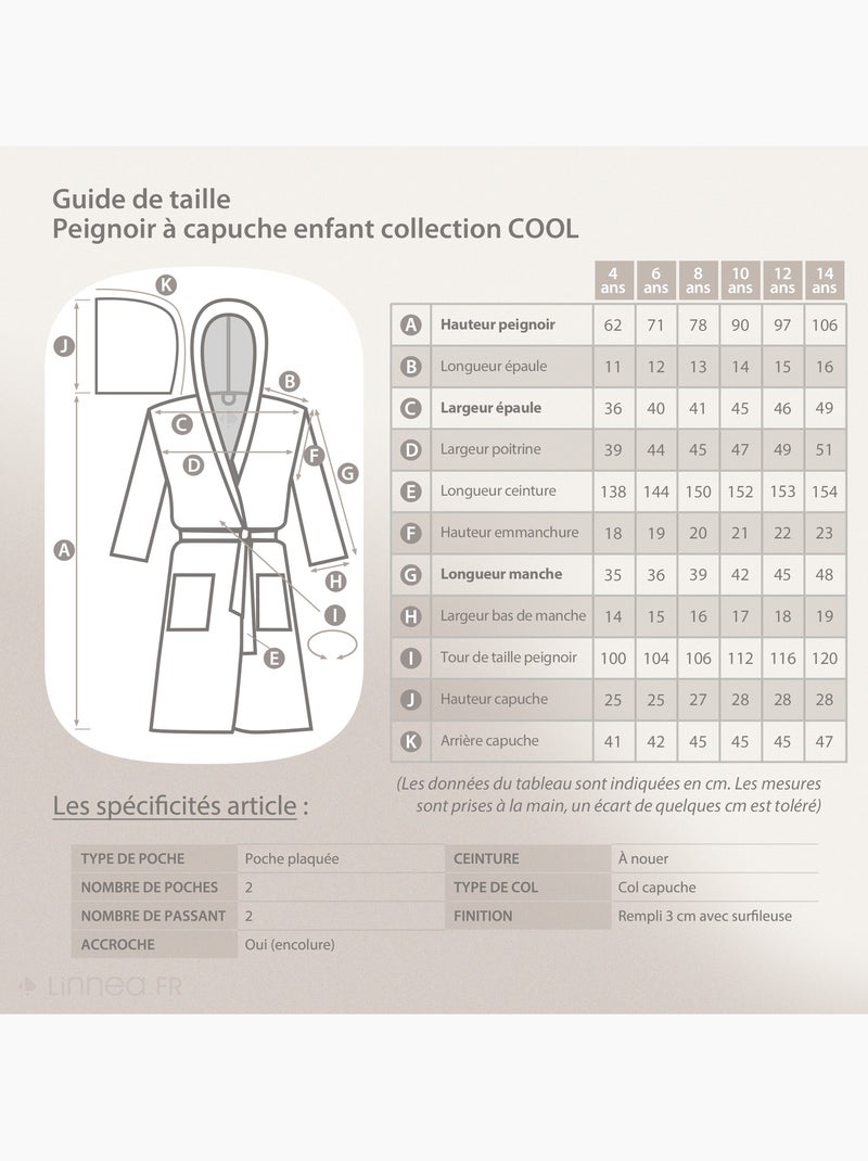 Peignoir enfant à capuche COOL en velours Bleu ciel - Kiabi