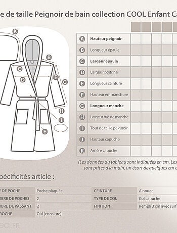 Peignoir enfant à capuche COOL en velours Capuche