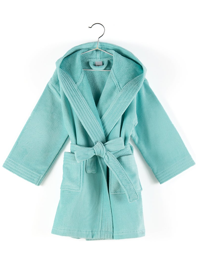 Peignoir enfant à capuche COOL en velours Capuche Bleu ciel - Kiabi