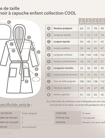 Peignoir enfant à capuche COOL en velours Capuche