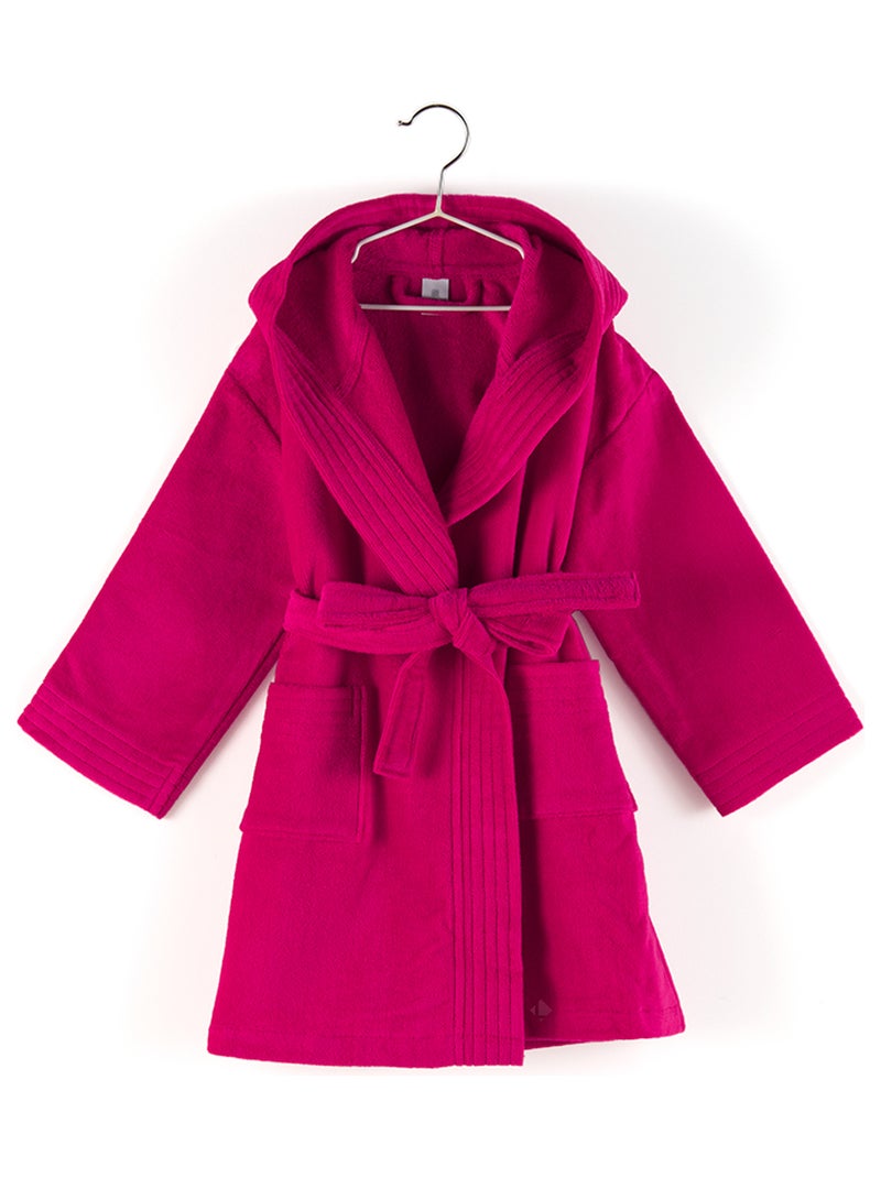 Peignoir enfant à capuche COOL en velours Capuche Rose fushia - Kiabi