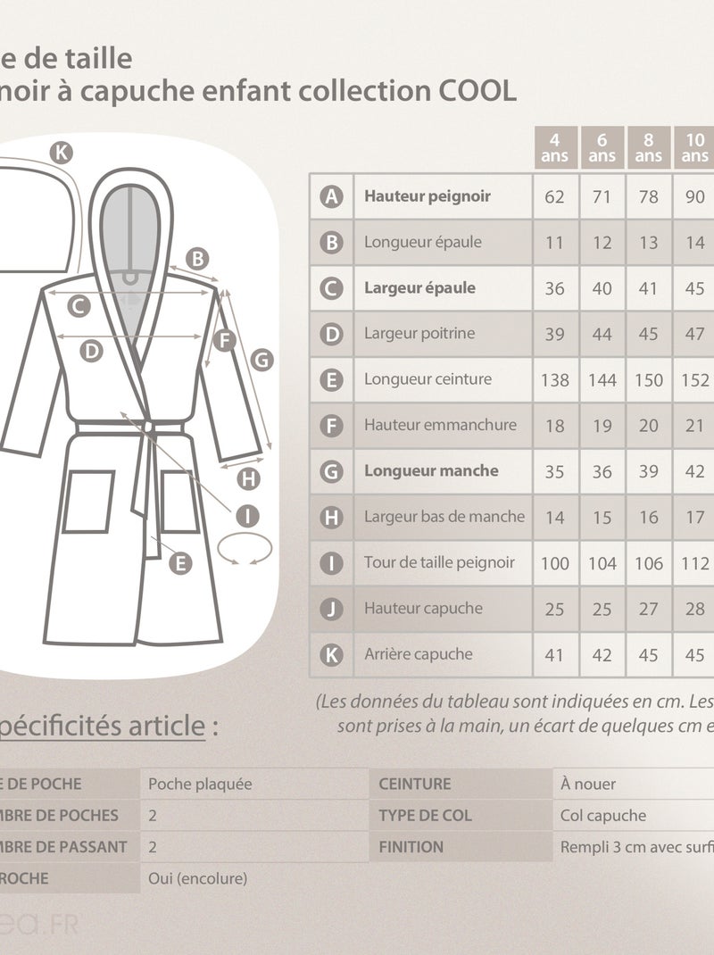 Peignoir enfant à capuche COOL en velours Capuche Rose fushia - Kiabi