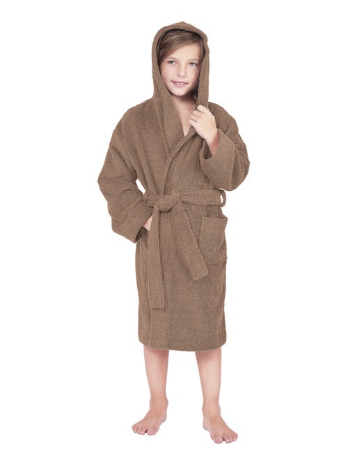 Peignoir enfant à capuche COOL en velours - Kiabi